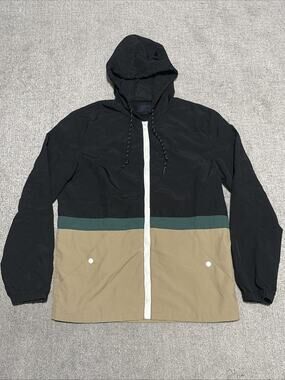 Nomad Versailles Rain Jacket Mens Medium Black Pine Khaki Windbreaker